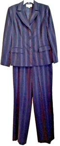 LIZ CLAIBORNE SUITS RN 52438 Traje de pantalón forrado de rayas de 2 piezas para mujer Tamaño: 12 - Imagen 1 de 9