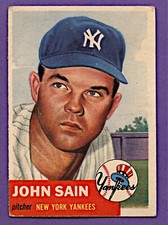 1953 Topps #119 Johnny Sain EX GORGEOUS COLOR Yankees