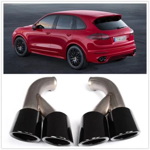 Tubo silenciador puntas de escape trasero GTS para Porsche Cayenne V6 2015-2017 C013 negro - Imagen 1 de 6
