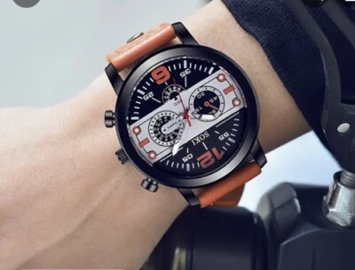Reloj Deportivo Para Hombre con Correa de Cuero Color Naranja En Negreo Foto 1 de 4