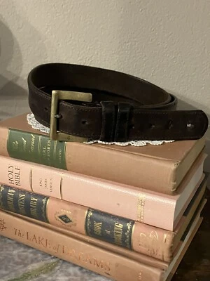 Cinturón de cuero marrón oscuro 3301 vintage marca Coach talla 44 para hombre hebilla de latón Foto 1 de 4