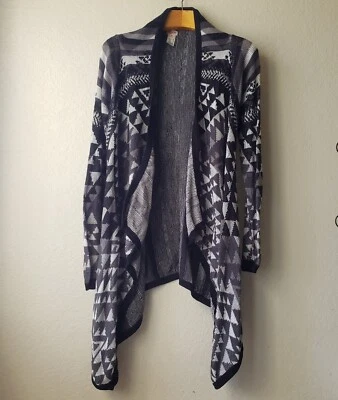 MOSSIMO FLOWY LONG OPEN CARDIGAN SWEATER BLACK WHITE SIZE XS - Image 1 of 4