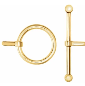 9 mm Ring 17,25 mm Stab MASSIV 18 Karat Gelbgold Knebelkugelverschluss Set HERGESTELLT IN DEN USA - Bild 1 von 2
