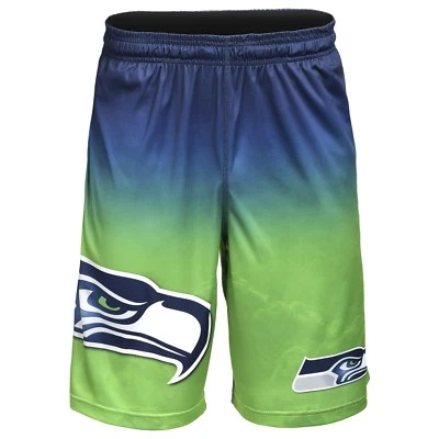Pantalones Cortos de Entrenamiento Seattle Seahawks NFL Azul Degradado/Verde Logo Grande GRATIS Foto 1 de 2