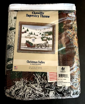 CHRISTMAS VALLEY Tejido Chenille Tapiz Manta David Carter Marrón NUEVO Foto 1 de 4