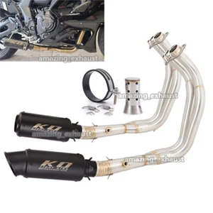 Full System For Yamaha YZF R7 MT-07 2022-2024 Exhaust Black Tail Tips Front Pipe - Picture 1 of 15