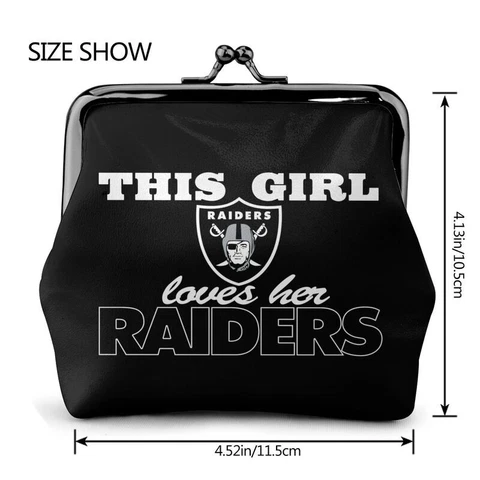 “This Girl Loves Her"Las Vegas Raiders Leather Coin Purse Change Purse Wallet Cover