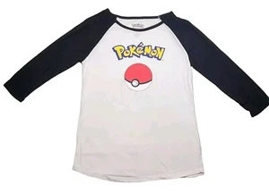 Girls Pokémon 3/4 Sleeve T-shirt L Black White Great Condition - Picture 1 of 4