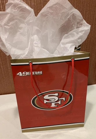 San Francisco 49er’s 7 3/4 Inch X 9 3/4 Inch Glossy Gift Bag W/ White Gift Paper Cover