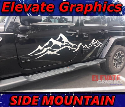 Calcomanías adhesivas de vinilo con gráficos de montaña laterales rayas Jeep Wrangler 2007-2026 Foto 1 de 4