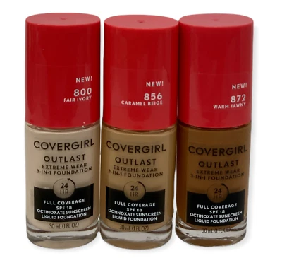 CoverGirl Outlast Extreme Wear 3-In-1 Foundation SPF18 (30mL/1oz) NEW - Image 1 of 2