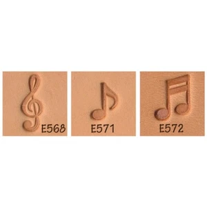 Music Note E568 E571 E572 3-Piece Leather Stamp Set - Picture 1 of 1