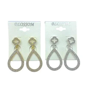 Clip-On Clover Teardrop Crystal Earrings (IER-5534) - Picture 1 of 3