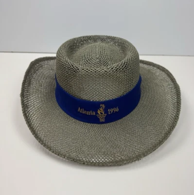 Vintage 1996 Olympics Hanes Atlanta Ga. Volunteer  Straw Hat Cap Fedora - Image 1 of 4