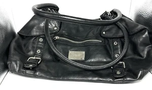Nine West Black Faux Leather Shoulder Handbag Purse Double Handles Med Size - Picture 1 of 6