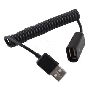 USB 2.0 Male to Female Extension Extend Spring Coiled Cable Cord Stretch Elastic