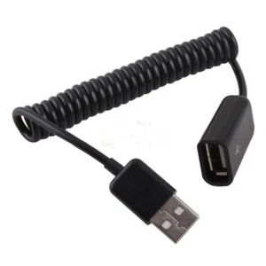USB 2.0 Male to Female Extension Extend Spring Coiled Cable Cord Stretch Elastic - Picture 1 of 1