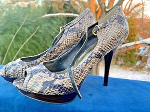 PARIS HILTON Faux Snake Skin Cobra Print Stiletto High Heels Shoes Sz 6.5 👣b6 - Picture 1 of 11