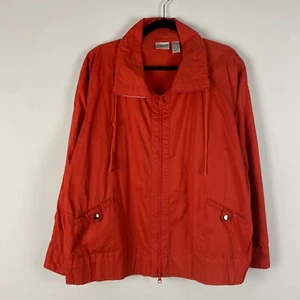 Chicos Jacket Womens 3 US XL Full Zip Orange Pockets Drawstring Cotton - Picture 1 of 8