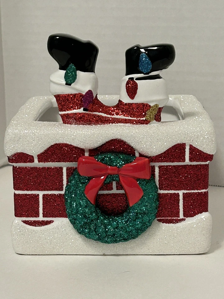 2020 Bath & Body Works Natal Papai Noel chaminé lareira 3 pavios suporte de vela - Imagem 1 de 4