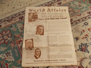 1930's WESTRN NEWSPAPER UNION WORLD AFFAIRS Wash. - DC News Writers POSTER 22X17 - Picture 1 of 3