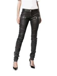 Leather Pants For Womens Black Real Genuine Lambskin Leather Jeans - Picture 1 of 5