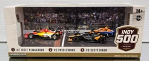 INDIANAPOLIS 2024 500 PODIUM 3-CAR SET 1/64 GREENLIGHT DIECASTS - Picture 1 of 4