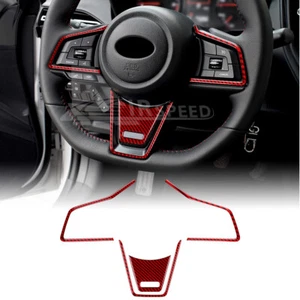 Red Carbon Fiber Steering Wheel Cover Trim Stickers For Subaru WRX STI 2022-2024 - Imagen 1 de 8