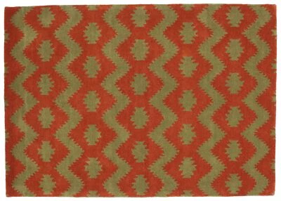 Handgefertigter Wollteppich 160x230 Orange Durchgemustert Handarbeit Handtuft 42 - Bild 1 von 4