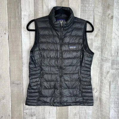 Patagonia Goose Down Zip Up Nano Puffer Vest Jacket Womens Size Small Black - Image 1 of 4