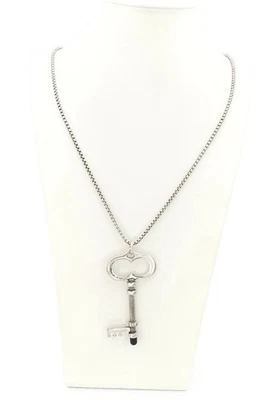 Collar Chicos Tono Plata Cristal Llave Lápiz Colgante 32" Foto 1 de 4