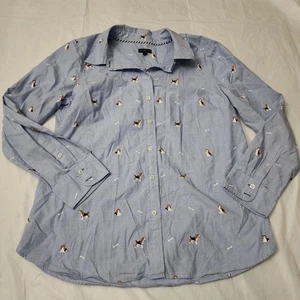 Camisa clásica con botones Talbots Fetching Beagle Dog talla grande azul novedad - Imagen 1 de 5