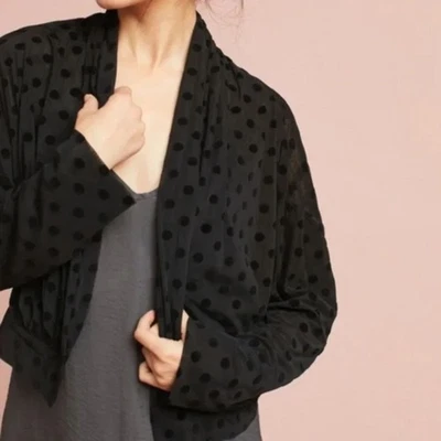 Chaqueta Cárdigan Anthropologie Ett:twa Terciopelo Lunares S Negra Transparente Capricho Foto 1 de 4
