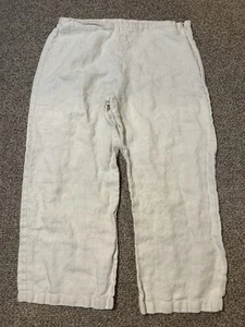 Eileen Fisher Linen Pants Women’s M White Lightweight Wide Leg Beach Elastic - Picture 1 of 9