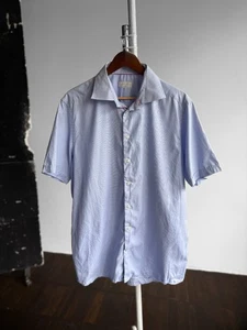 Camisa Eton Para Hombres Azul Claro Ajuste Contemporáneo Texturizada Manga Corta Botón 43, XL - Imagen 1 de 4