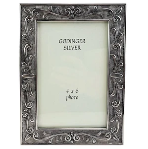 Vintage Godinger versilberter Bilderrahmen verzierte Schnörkelstaffelei 4"X6" - Bild 1 von 17