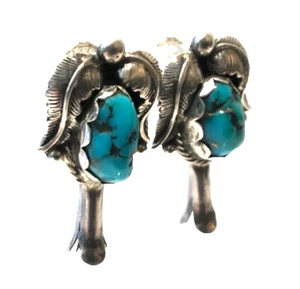 Vintage Navajo Indianer SIGNIERT Sterlingsilber Kürbisblüte Ohrstecker - Bild 1 von 5