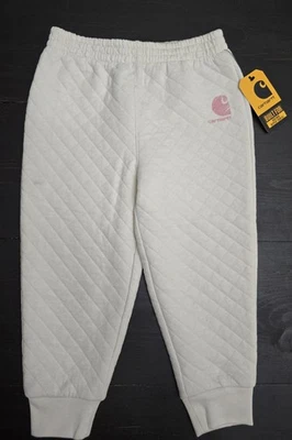 Pantalones deportivos Carhartt para niños pequeños 24M beige claro acolchado jersey rosa logotipo nuevos con etiquetas Foto 1 de 4