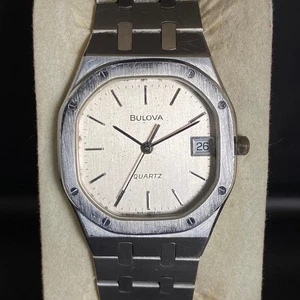 Rare Bulova Oak Style Quartz 8570118 Silver Dial 1985s Vintage Swiss Watch Men - Picture 1 of 11