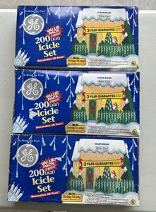 New ! 3 Sets Vintage GE 2-100 Light String A Long Christmas Lights 26 Ft CLEAR - Picture 1 of 2