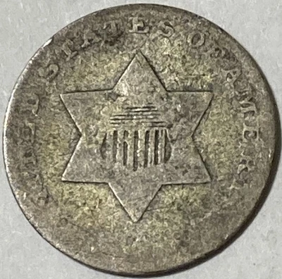 1851-1853 Three 3 Cent Silver Trime 3CS- Type 1, No Date/Dateless - Image 1 of 4