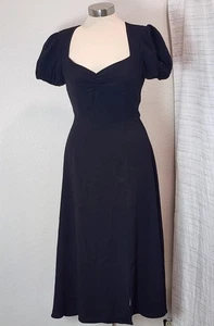 Vestido Alexia Admor Gracie para mujer talla 2 negro manga abullonada midi escote corazón - Imagen 1 de 14