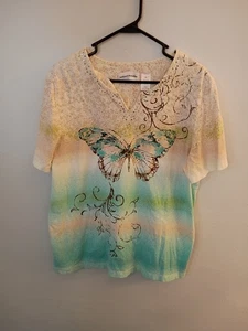 Alfred Dunner T-Shirt Strasssteine, Schmetterling Größe XL, skurril - Bild 1 von 5