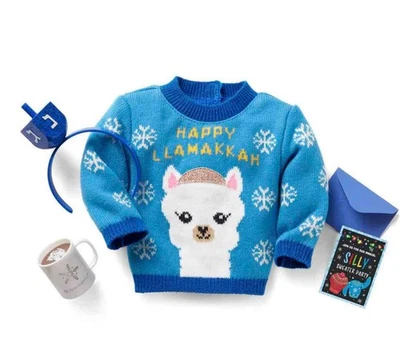 New American Girl Silly Hanukkah Sweater set~Dreidel Headband~Cocoa Mug~Card~Boy