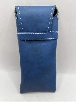 Gafas de sol / Estuche para gafas - Cuero sintético azul con forro negro Foto 1 de 4