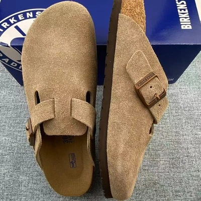 Birkenstock Boston Taupe Suede Leather Soft Footbed Unisex Shoes Clogs EU 37-45 - Image 1 of 4