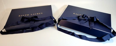 (2) Polo Ralph Lauren Caja de Regalo Firma Azul Dorado Letras con Cinta Foto 1 de 4