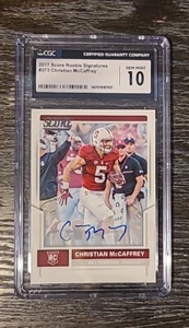 POP1 GEM MINT RC AUT0 SCORE Christian McCaffrey 2017 CGC 10 - Picture 1 of 3