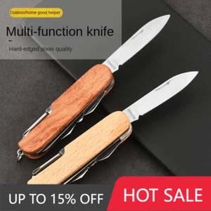 Outdoor real wood camping knife pocket multifunctional tool - Picture 1 of 5
