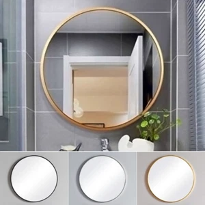 40-80cm Industrial Round Wall Mirror Brushed Black/Sliver Metal Frame Bathroom - Picture 1 of 18